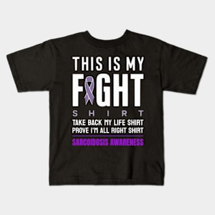 This Is My Fight Shirt Sarcoidosis Awareness Purple Ribbon Kids T-Shirt